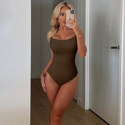 Sexy Hot Square Neck Camisole Bezpiedurkņu T-krekls Kombinezons Ikdienišķs Skinny Solid Basic Viss atbilstošs sieviešu apģērbs Bodijs Pludmales Jaunums