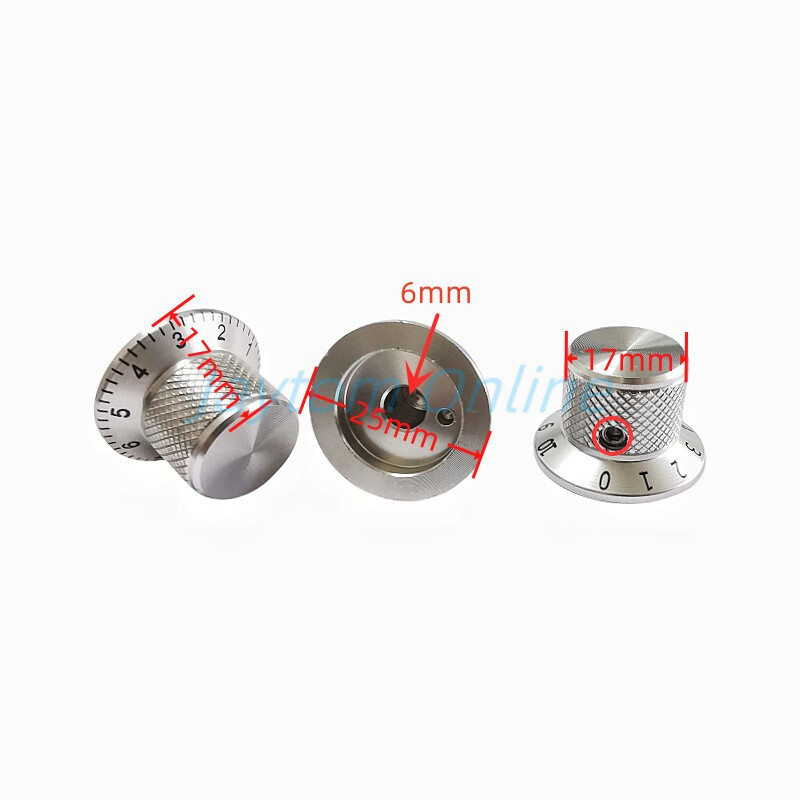 2 komada srebrne aluminijske legure potenciometra s poklopcem prekidača za glasnoću zvuka, električne gitare, bas gumbi Tip vijka 25 X 17 mm s vijkom