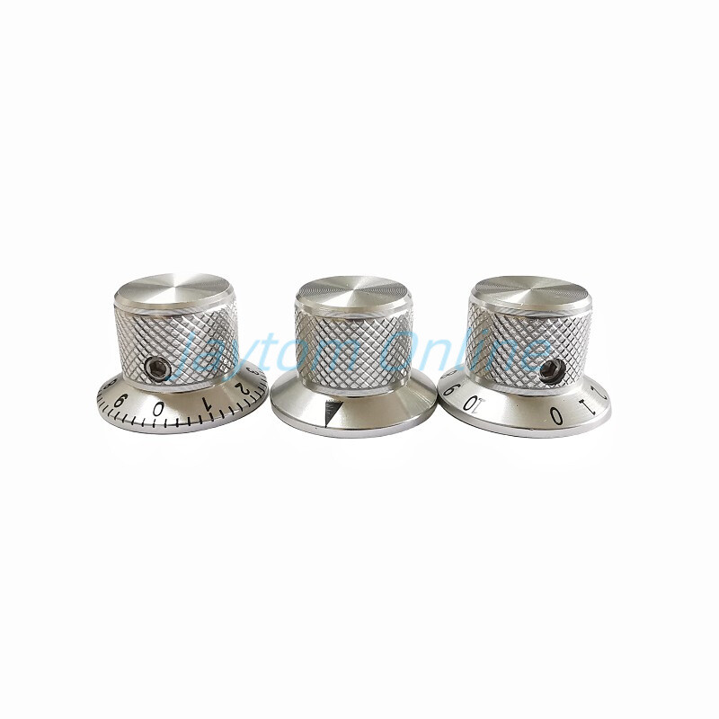 2 komada srebrne aluminijske legure potenciometra s poklopcem prekidača za glasnoću zvuka, električne gitare, bas gumbi Tip vijka 25 X 17 mm s vijkom