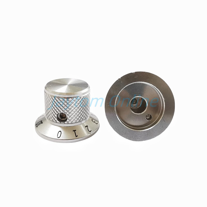 2 komada srebrne aluminijske legure potenciometra s poklopcem prekidača za glasnoću zvuka, električne gitare, bas gumbi Tip vijka 25 X 17 mm s vijkom