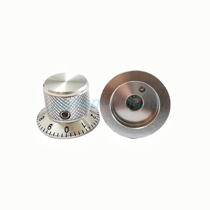 2 komada srebrne aluminijske legure potenciometra s poklopcem prekidača za glasnoću zvuka, električne gitare, bas gumbi Tip vijka 25 X 17 mm s vijkom