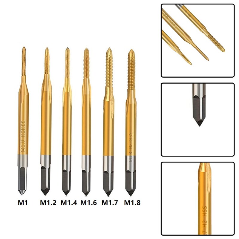 1 gab. HSS titāna pārklājuma skrūvējamais urbis M1 M1,2 M1,4 M1,6 M1,7 M1,8 Taisnas vītnes vītnes vītņurbšanas instrumenti montāžai