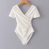 Σέξι φορμάκια με λαιμόκοψη V γυναικεία καλοκαιρινά κορμάκια Κομψό κοντό μανίκι Harajuku Holiday Slim Θηλυκή Casual Solid Σέξι νέα μόδα Κορεάτικη