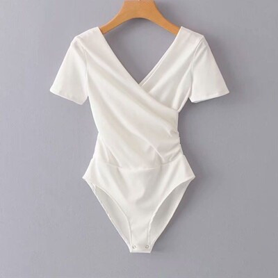Szexi V-nyakú Body Női Nyári Bodycon Elegáns Rövid ujjú Harajuku Ünnep Karcsú Nőies Lezser Solid Szexi Új divat Koreai