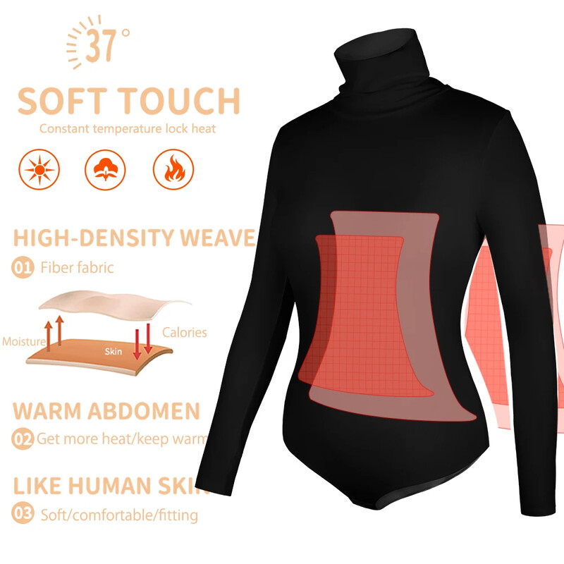 Φορμάκι με ψηλό λαιμό Γυναικεία μακρυμάνικα Shapewear Tummy Control Body Shaper Σέξι σλιπ Γυναικεία ζεστά ρούχα Φθινόπωρο Χειμώνας Νέο