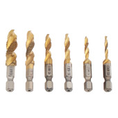 6db/készlet hatszögletű titán kombinált fúrófúró készlet M3 M4 M5 M6 M8 M10 menettel