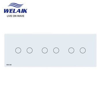 WELAIK EU 3Frame 222*80m Διακόπτης αφής τοίχου φωτός 2Gang LED Λευκό κρύσταλλο με σκληρυμένο γυαλί Ανταλλακτικά μόνο DIY A39222W1