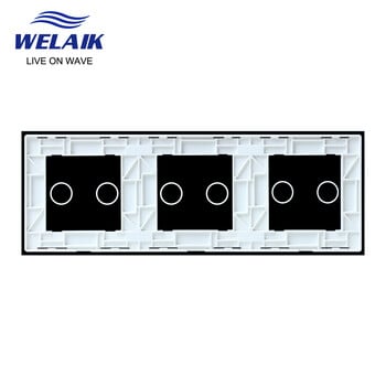 WELAIK EU 3Frame 222*80m Διακόπτης αφής τοίχου φωτός 2Gang LED Λευκό κρύσταλλο με σκληρυμένο γυαλί Ανταλλακτικά μόνο DIY A39222W1