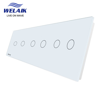 WELAIK EU 3Frame 222*80m 2Gang LED lámpa fali érintőkapcsoló fehér kristály edzett üveg panel csak barkács alkatrészek A39222W1