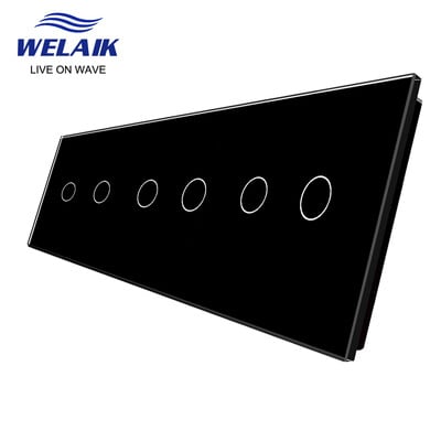 WELAIK EU 3Frame 222*80m 2Gang LED gaismas sienas pieskāriena slēdzis balts kristāla rūdīta stikla panelis, tikai DIY daļas A39222W1