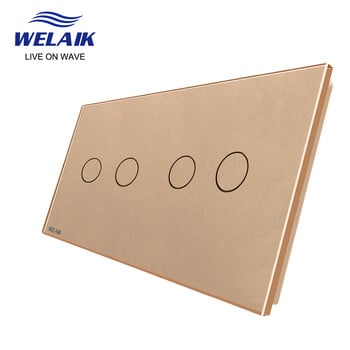 WELAIK EU 2Frame 151*80mm 2Gang 1Gang LED Light Touch Switch Touch White Panel Tempered Glass Only Parts DIY A2922W1