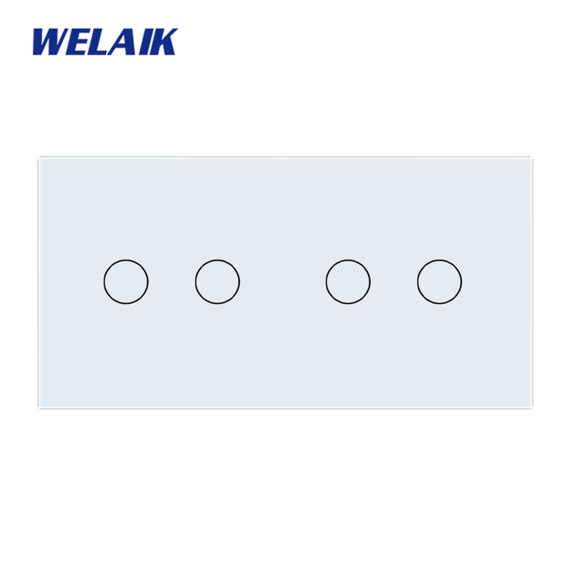 WELAIK EU 2Frame 151*80mm 2Gang 1Gang LED gaismas sienas pieskāriena slēdzis Balts kristāla rūdīta stikla panelis Tikai DIY daļas A2922W1