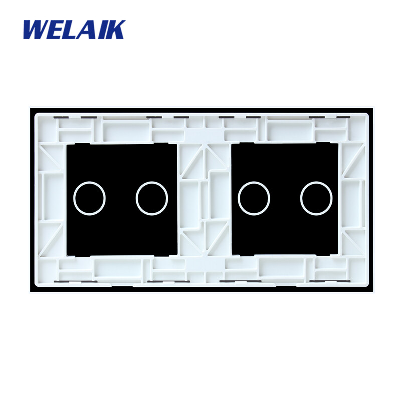 WELAIK EU 2Frame 151*80mm 2Gang 1Gang LED gaismas sienas pieskāriena slēdzis Balts kristāla rūdīta stikla panelis Tikai DIY daļas A2922W1
