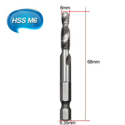 M3 M4 M5 M6 M8 M10 kompozītmateriāla urbja uzgaļa vītnes spirālveida skrūvju krāns 1/4 collu sešstūra HSS 4341
