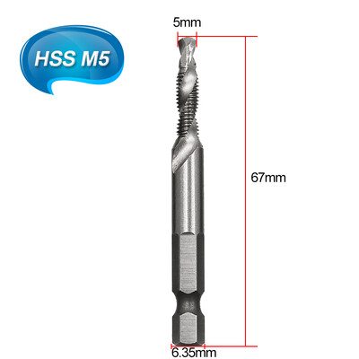 M3 M4 M5 M6 M8 M10 kompozītmateriāla urbja uzgaļa vītnes spirālveida skrūvju krāns 1/4 collu sešstūra HSS 4341