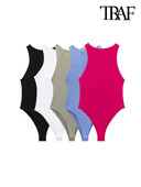 TRAF Moterų mados su apynasriu kaklu, liesas kūno kostiumas Seksualūs berankoviai užsegami moteriški kostiumai Mujer