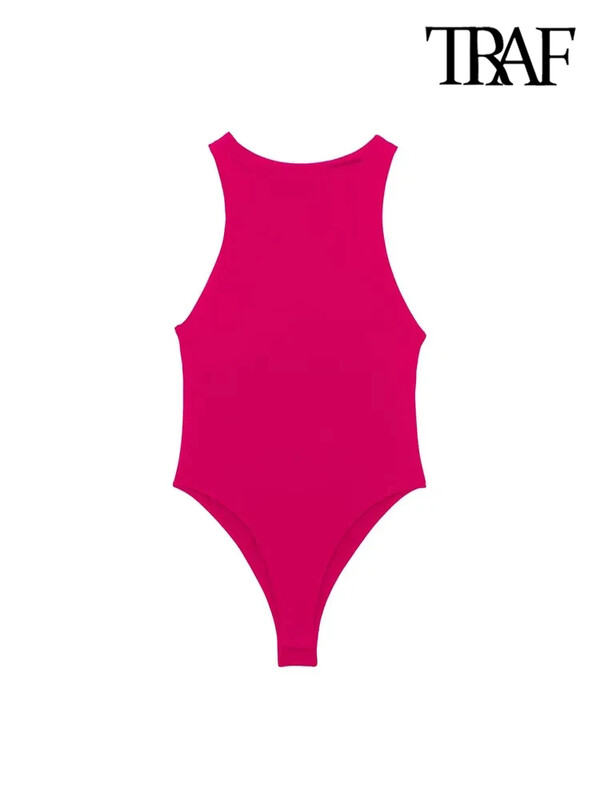 TRAF Moterų mados su apynasriu kaklu, liesas kūno kostiumas Seksualūs berankoviai užsegami moteriški kostiumai Mujer