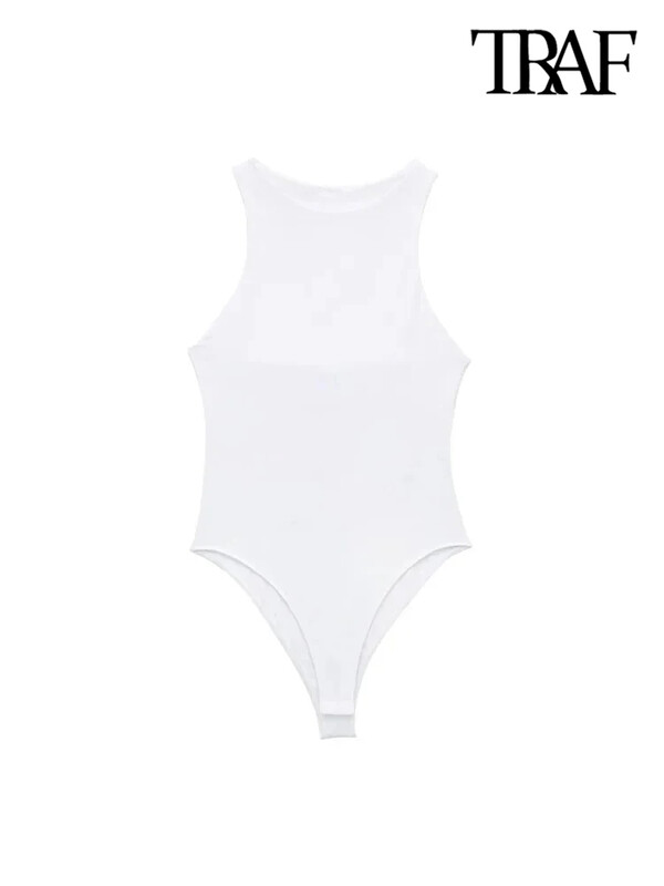 TRAF Moterų mados su apynasriu kaklu, liesas kūno kostiumas Seksualūs berankoviai užsegami moteriški kostiumai Mujer