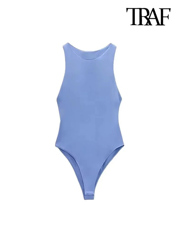 TRAF Moterų mados su apynasriu kaklu, liesas kūno kostiumas Seksualūs berankoviai užsegami moteriški kostiumai Mujer