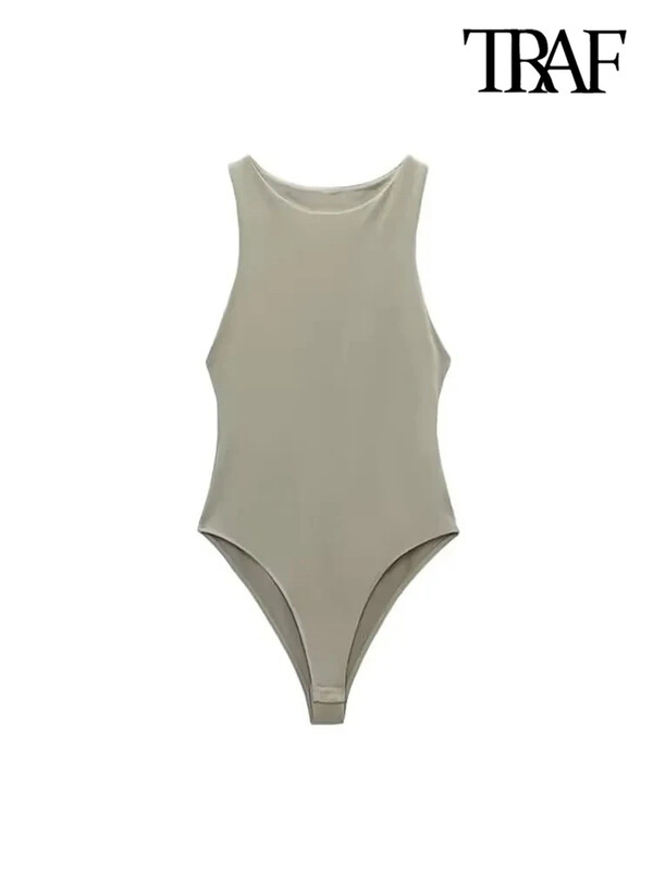 TRAF Moterų mados su apynasriu kaklu, liesas kūno kostiumas Seksualūs berankoviai užsegami moteriški kostiumai Mujer