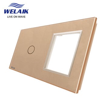 WELAIK EU 2Frame 151*80mm Διακόπτης αφής τοίχου Πρίζα Τετράγωνη οπή κρύσταλλο σκληρυμένο γυάλινο πάνελ Μόνο ανταλλακτικά DIY A2918W1