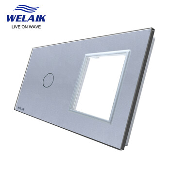 WELAIK EU 2Frame 151*80mm Διακόπτης αφής τοίχου Πρίζα Τετράγωνη οπή κρύσταλλο σκληρυμένο γυάλινο πάνελ Μόνο ανταλλακτικά DIY A2918W1