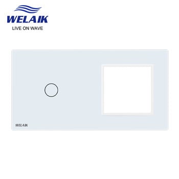 WELAIK EU 2Frame 151*80mm Διακόπτης αφής τοίχου Πρίζα Τετράγωνη οπή κρύσταλλο σκληρυμένο γυάλινο πάνελ Μόνο ανταλλακτικά DIY A2918W1