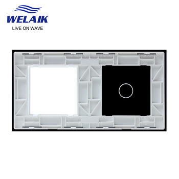 WELAIK EU 2Frame 151*80mm Διακόπτης αφής τοίχου Πρίζα Τετράγωνη οπή κρύσταλλο σκληρυμένο γυάλινο πάνελ Μόνο ανταλλακτικά DIY A2918W1