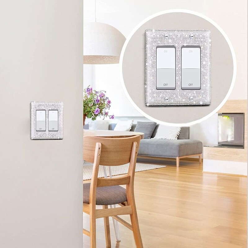 Lülituspaneel Teemantkleebis USA standardkividest kividest seinaplaadi kate ristkülik säraga helgekristall, dekoratiivne Blingi väljalaskeava