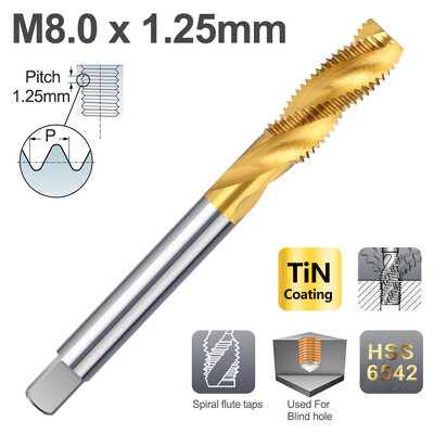 XCAN HSS 6542 vītnes krāns metriskais skrūvējamais urbis, spirālveida flauta labās puses mašīnas spraudņa krāns M2 M3 M4 M5 M6 M8 M10 M12