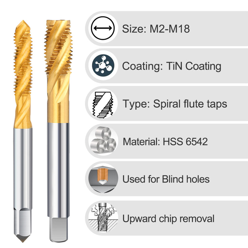 XCAN HSS 6542 vītnes krāns metriskais skrūvējamais urbis, spirālveida flauta labās puses mašīnas spraudņa krāns M2 M3 M4 M5 M6 M8 M10 M12