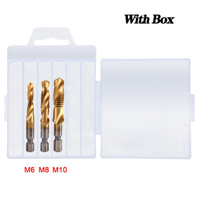 Set de burghie pentru robinet, 1/6 buc., tija hexagonală placată cu titan HSS, șurub, filet, mașină de șuruburi, robinet compus M3 M4 M5 M6 M8 M10, unelte de mână