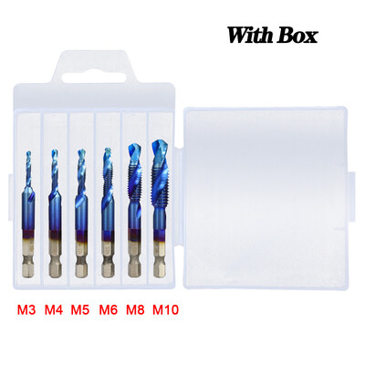 Set de burghie pentru robinet, 1/6 buc., tija hexagonală placată cu titan HSS, șurub, filet, mașină de șuruburi, robinet compus M3 M4 M5 M6 M8 M10, unelte de mână