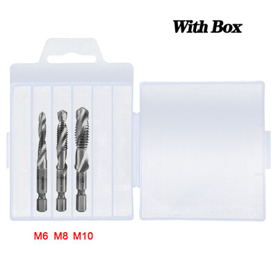 Set de burghie pentru robinet, 1/6 buc., tija hexagonală placată cu titan HSS, șurub, filet, mașină de șuruburi, robinet compus M3 M4 M5 M6 M8 M10, unelte de mână