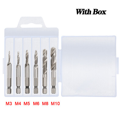 Set de burghie pentru robinet, 1/6 buc., tija hexagonală placată cu titan HSS, șurub, filet, mașină de șuruburi, robinet compus M3 M4 M5 M6 M8 M10, unelte de mână