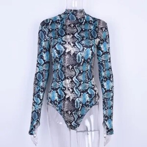 Y2K Eiropas un Amerikas pavasara top sieviešu jaunais traf retro seksīgs slaids dūriens ar garām piedurknēm čūskas raksts ar garām piedurknēm Harajuku jumpsui