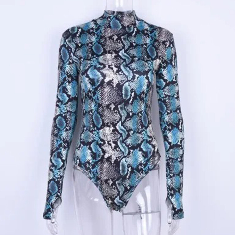 Y2K Eiropas un Amerikas pavasara top sieviešu jaunais traf retro seksīgs slaids dūriens ar garām piedurknēm čūskas raksts ar garām piedurknēm Harajuku jumpsui