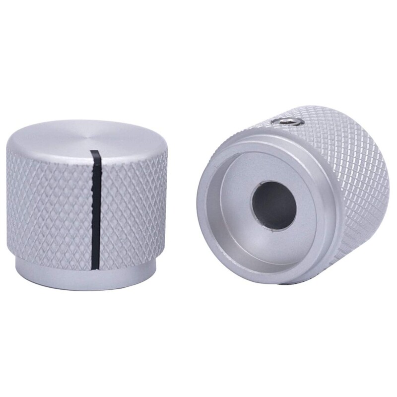 2 tk alumiiniumist pöörlev elektrooniline potentsiomeetri nupp 6 mm läbimõõduga võlli helitugevuse reguleerimisnupu jaoks 20 x 17 mm (läbimõõt x kõrgus)