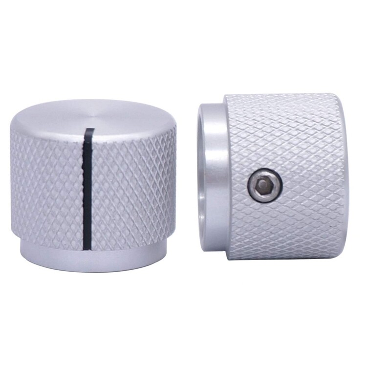 2 tk alumiiniumist pöörlev elektrooniline potentsiomeetri nupp 6 mm läbimõõduga võlli helitugevuse reguleerimisnupu jaoks 20 x 17 mm (läbimõõt x kõrgus)