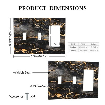 Imprimare Marmura Negru Aur Capac Intrerupator Lumini Placi de Perete Acoperă Decor Interioară Recipient Cameră Bucătărie Dormitor Baie Panou