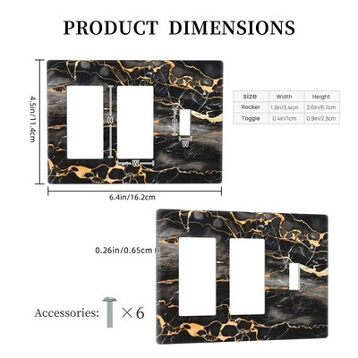 Imprimare Marmura Negru Aur Capac Intrerupator Lumini Placi de Perete Acoperă Decor Interioară Recipient Cameră Bucătărie Dormitor Baie Panou