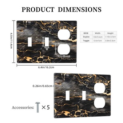 Imprimare Marmura Negru Aur Capac Intrerupator Lumini Placi de Perete Acoperă Decor Interioară Recipient Cameră Bucătărie Dormitor Baie Panou