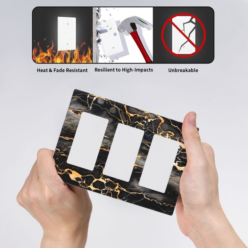 Imprimare Marmura Negru Aur Capac Intrerupator Lumini Placi de Perete Acoperă Decor Interioară Recipient Cameră Bucătărie Dormitor Baie Panou