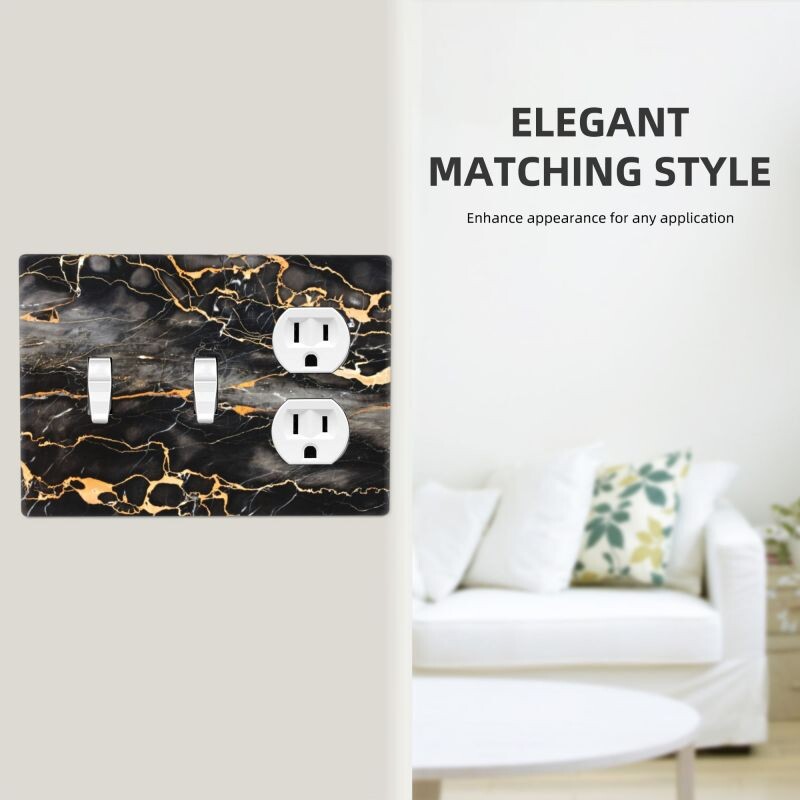 Imprimare Marmura Negru Aur Capac Intrerupator Lumini Placi de Perete Acoperă Decor Interioară Recipient Cameră Bucătărie Dormitor Baie Panou