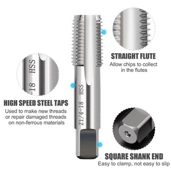 Tap HSS Pipe Tap Z 1/8 1/4 3/8 1/2 Screw Thread Tap Drill for Weiled Thread Repair Hand Threading Tapping Tools