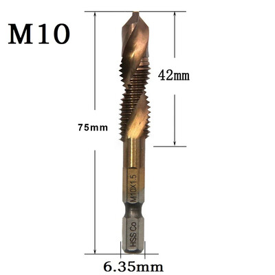 Metalo apdirbimo srieginis grąžtas šešiakampis sraigtas šešiakampis kotas M6x1 M8x1,25 mašinos sudėtinis srieginis srieginis grąžtas sriegio antgalio varžtas