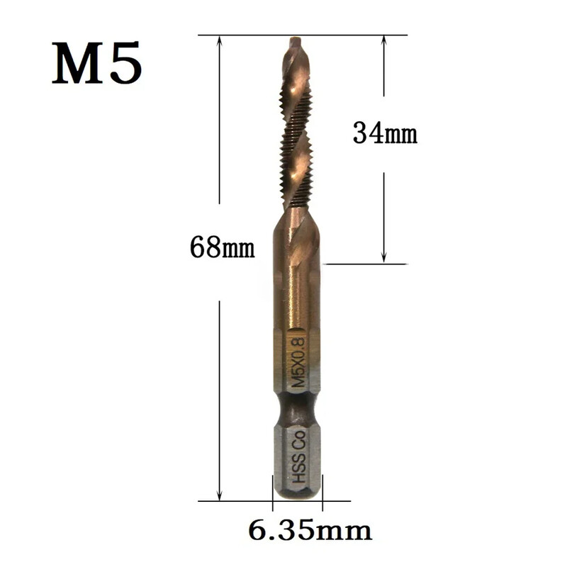 Metalo apdirbimo srieginis grąžtas šešiakampis sraigtas šešiakampis kotas M6x1 M8x1,25 mašinos sudėtinis srieginis srieginis grąžtas sriegio antgalio varžtas