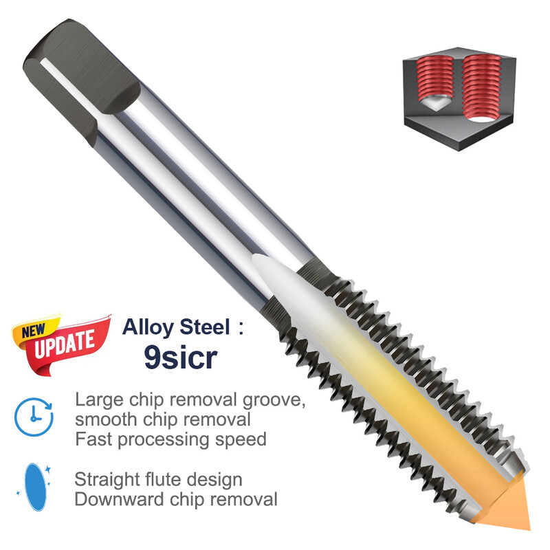 Set de 5 bucăți de robinet cu filet de mână HSS robinet metric M3/M4/M5/M6/M8 Set de instrumente de găurit cu șurub metalic pentru robinet de găurit pentru aliaj de aluminiu, oțel, cupru