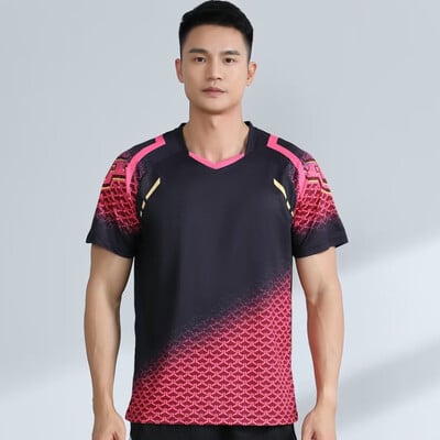Tricouri sport pentru bărbați de vară Tricouri de badminton Antrenament cu mânecă scurtă Tenis de masă Tricou de ping-pong, respirabil, mărime mare