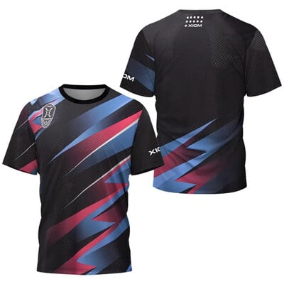 Tricou pentru tenis de masă cu dungi înalte pentru bărbați, tricou pentru tenis de vară pentru bărbați, pentru badminton, top, club de tenis de masă, cu mânecă scurtă